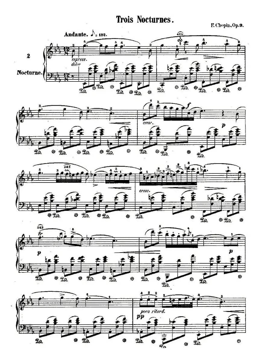降E大调夜曲Op.9-2（Trois Nocturnes）