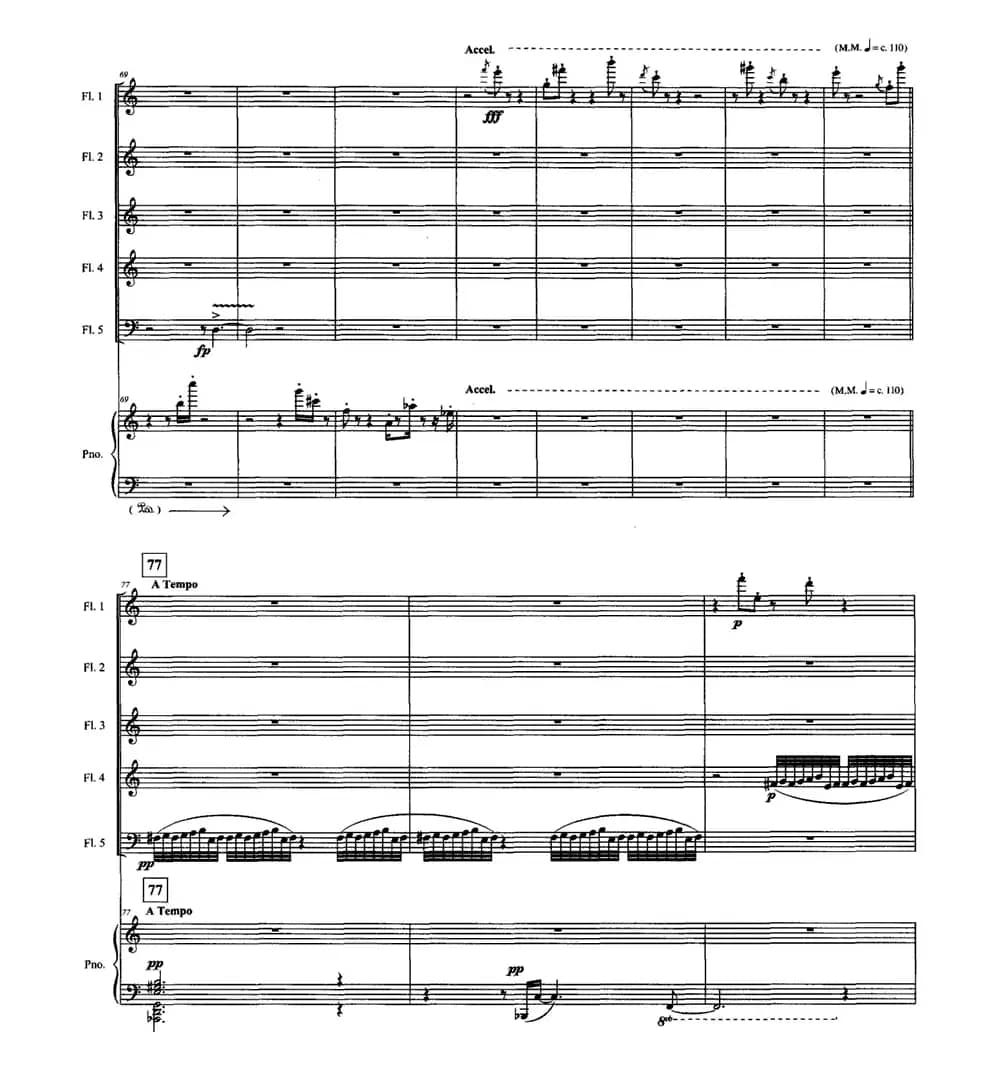 忆南国（五支长笛+钢琴）