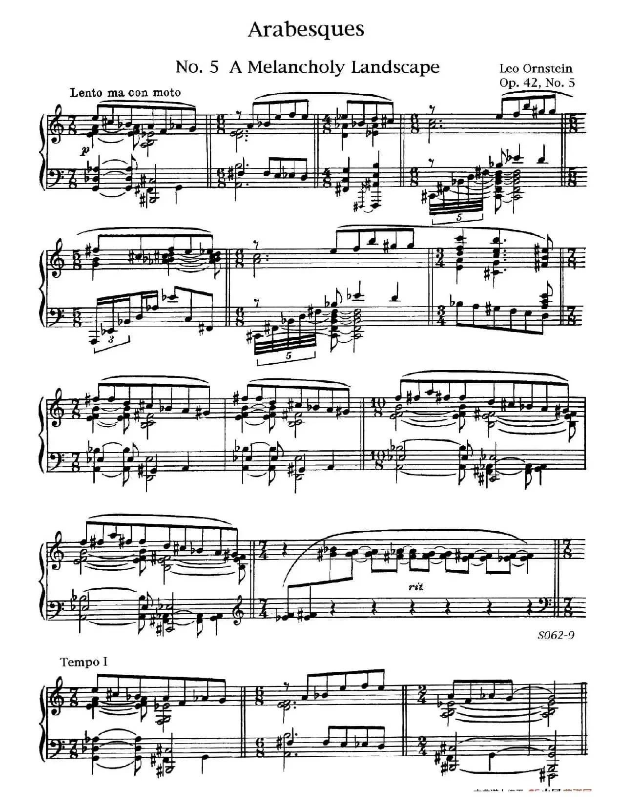 Arabesques Op.42（阿拉伯风格曲 5. 伤感的风景）