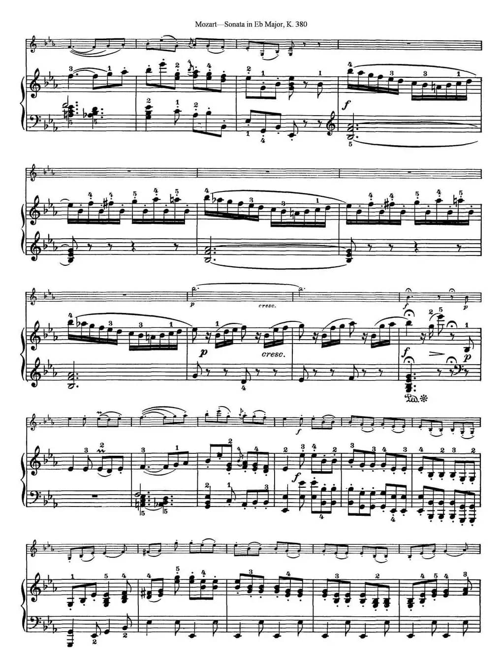 Violin Sonata in Eb Major K.380（小提琴+钢琴伴奏）