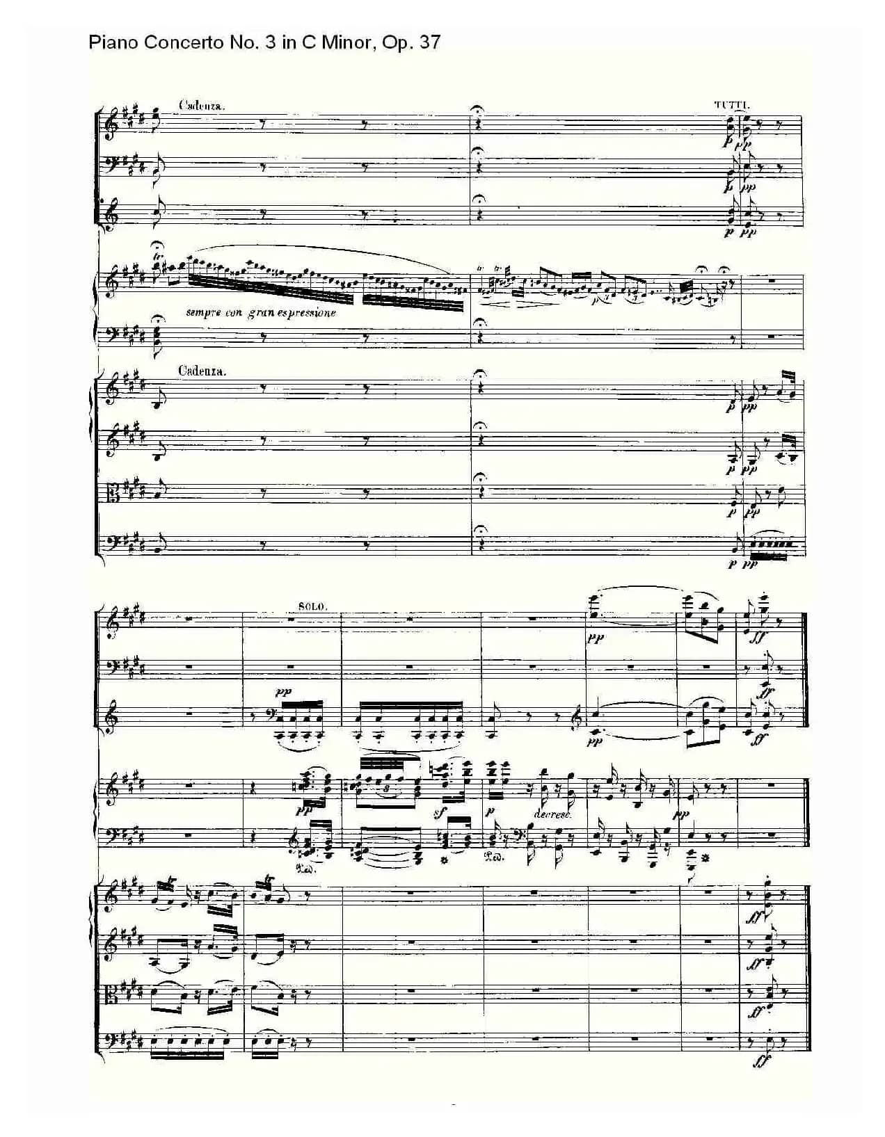 C小调钢琴第三协奏曲 Op.37  第二乐章