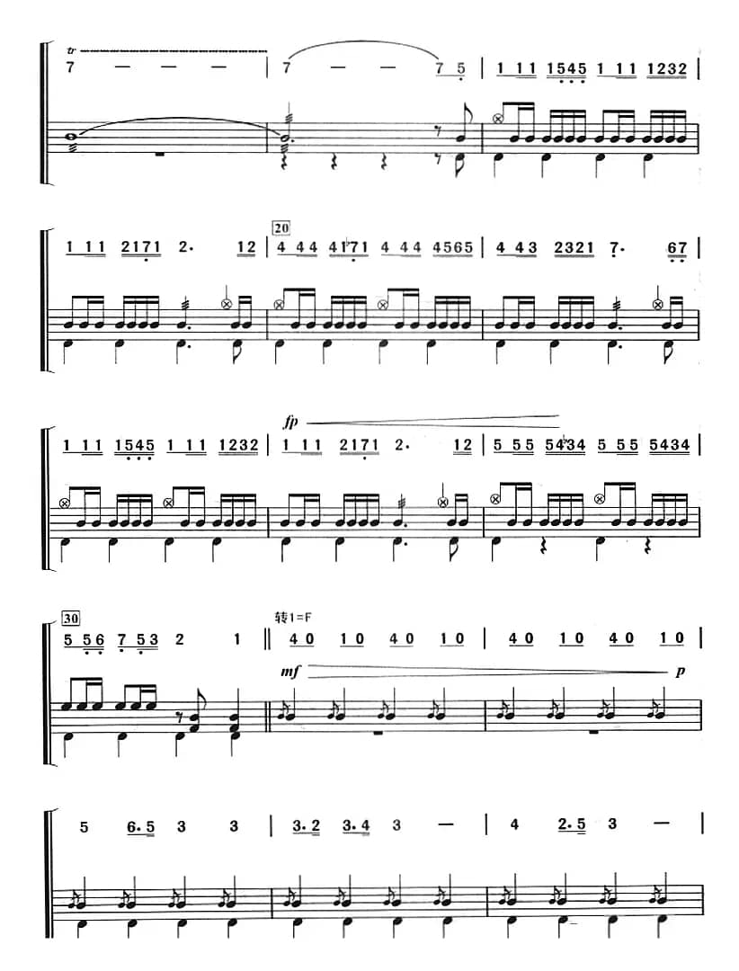 《卡门》序曲（架子鼓、主旋律+鼓谱）