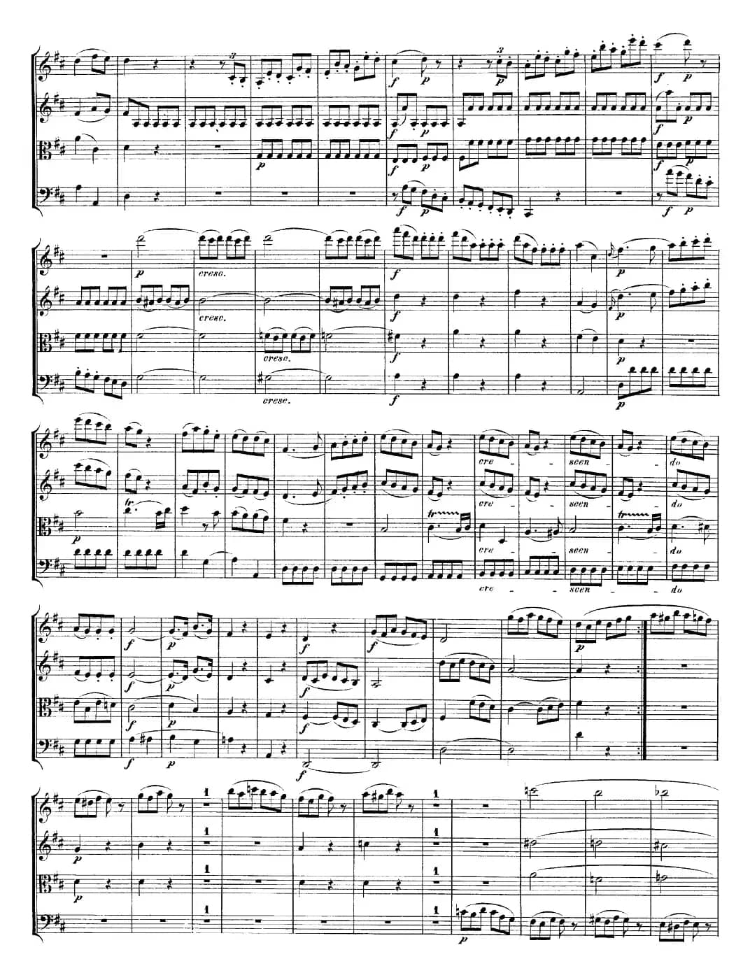 Mozart《Quartet No.20 in D Major,K.499》（总谱）