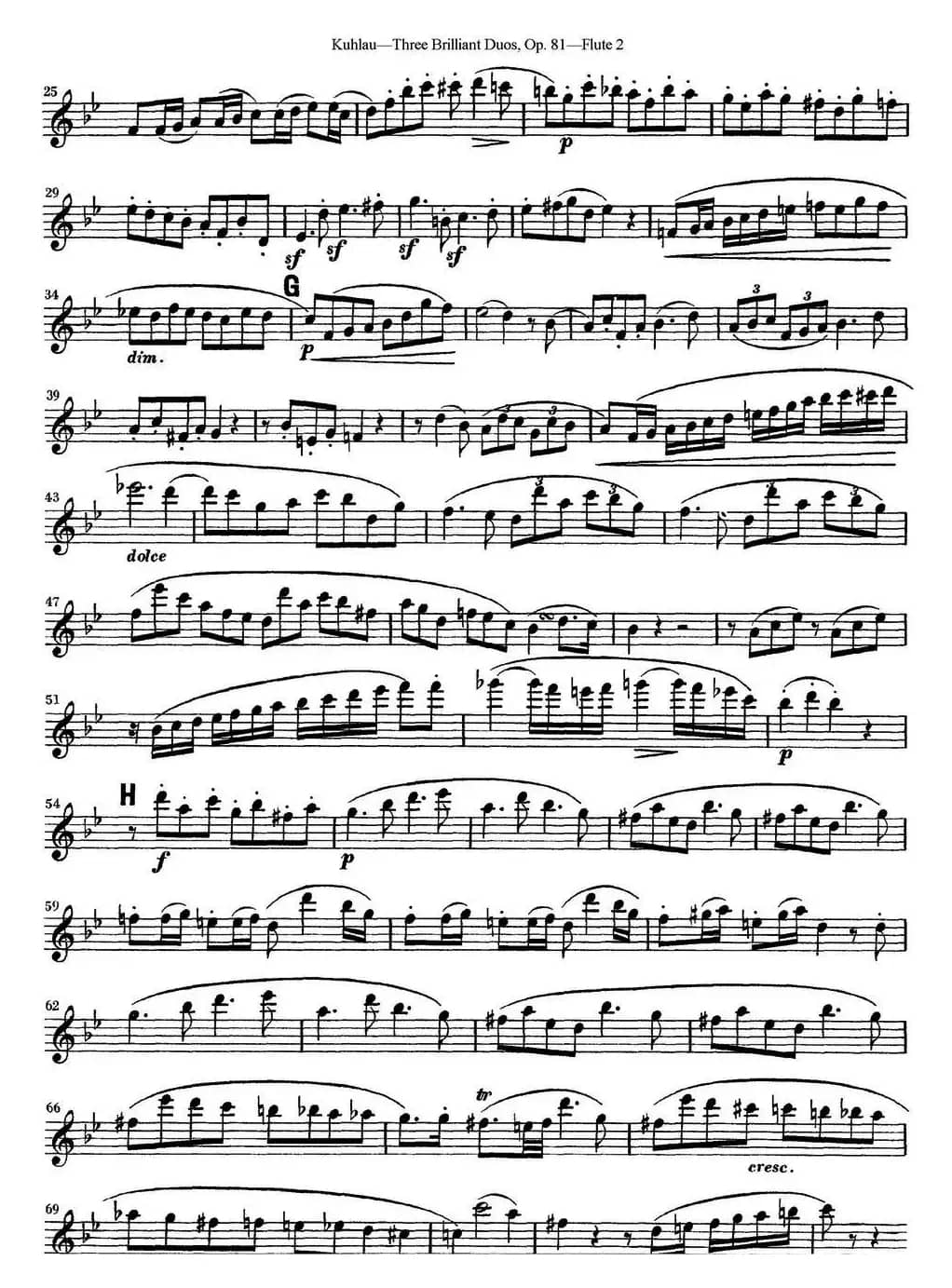 库劳长笛二重奏练习三段OP.81——Flute 2（NO.3）