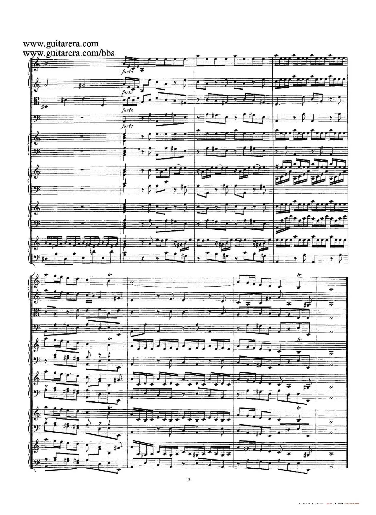 为四架古钢琴而作的a小调协奏曲 BWV 1065（总谱）