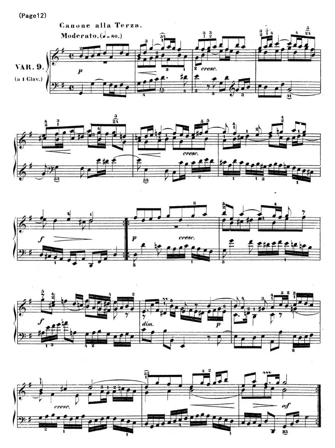 哥德堡变奏曲 巴赫 Goldberg Variationen BWV988