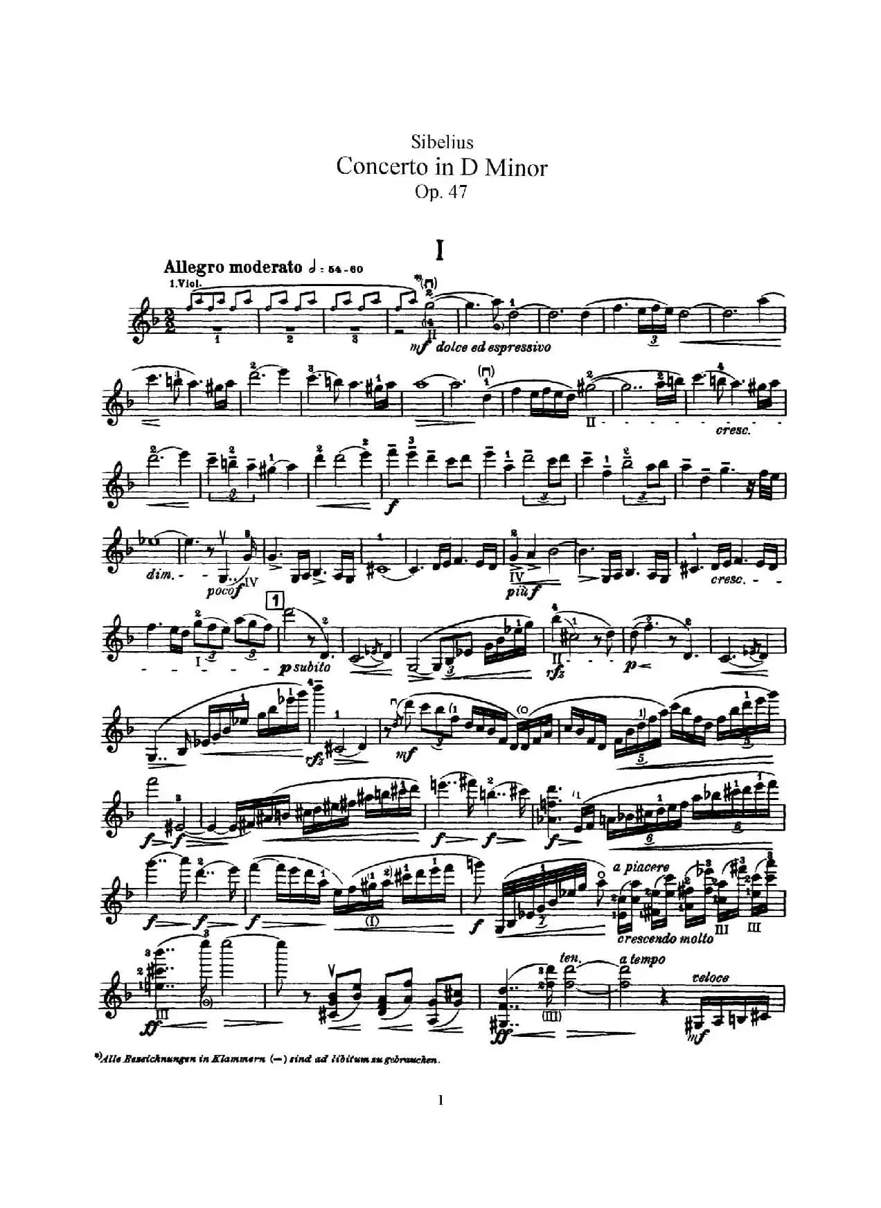 Concerto in D Minor Op.47（小提琴分谱）