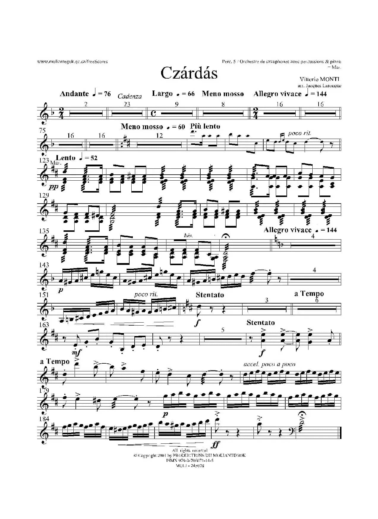 Czardas 查尔达斯（15重奏）（5副打击乐）