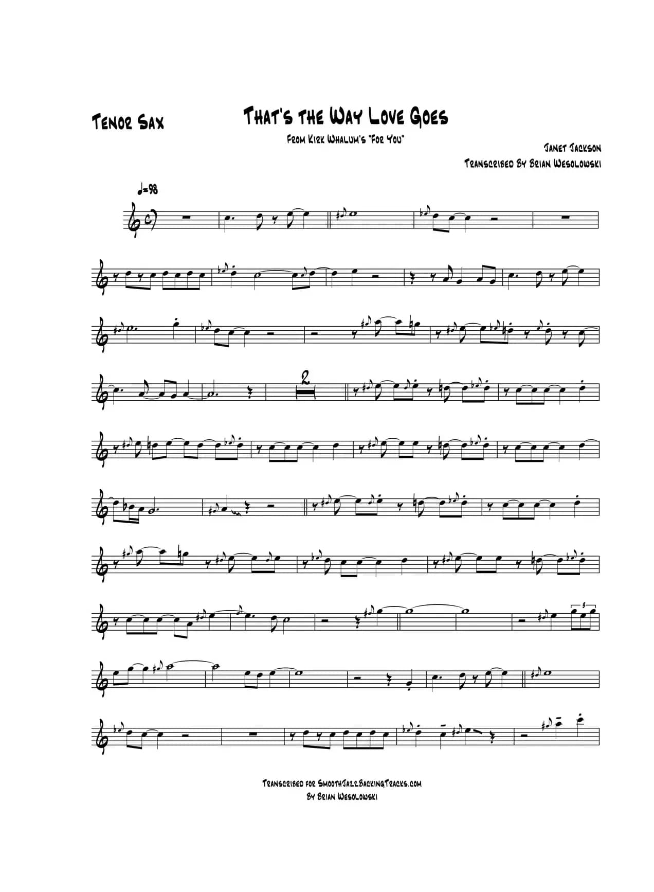 Thats The Way Love Goes（次中音萨克斯）