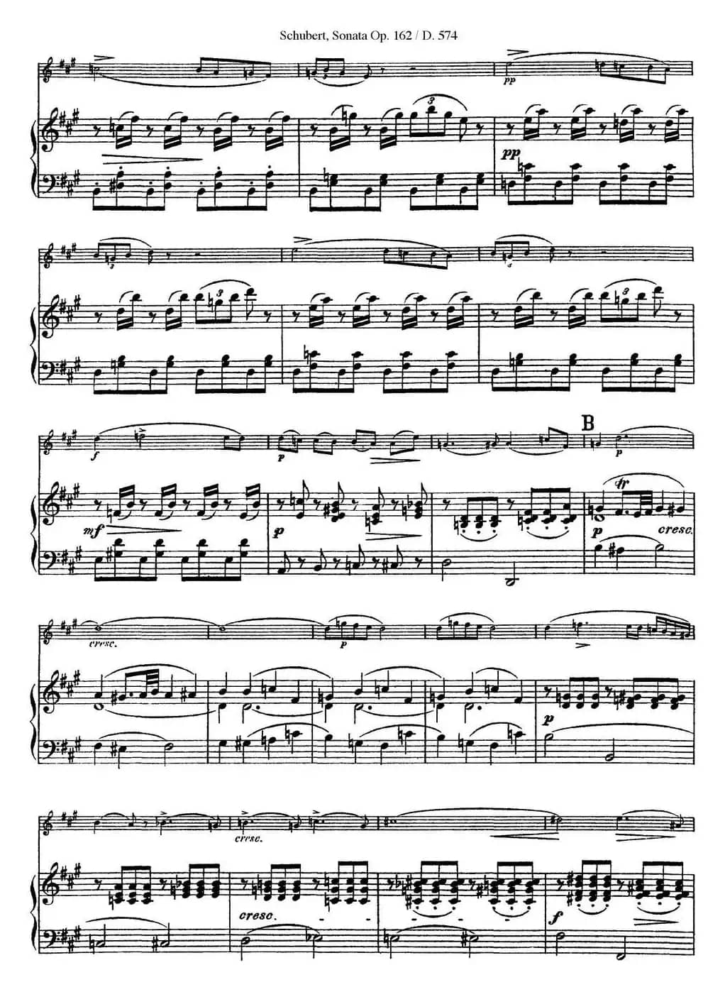 Violin Sonata in A major Op.162 D.574（小提琴+钢琴伴奏）