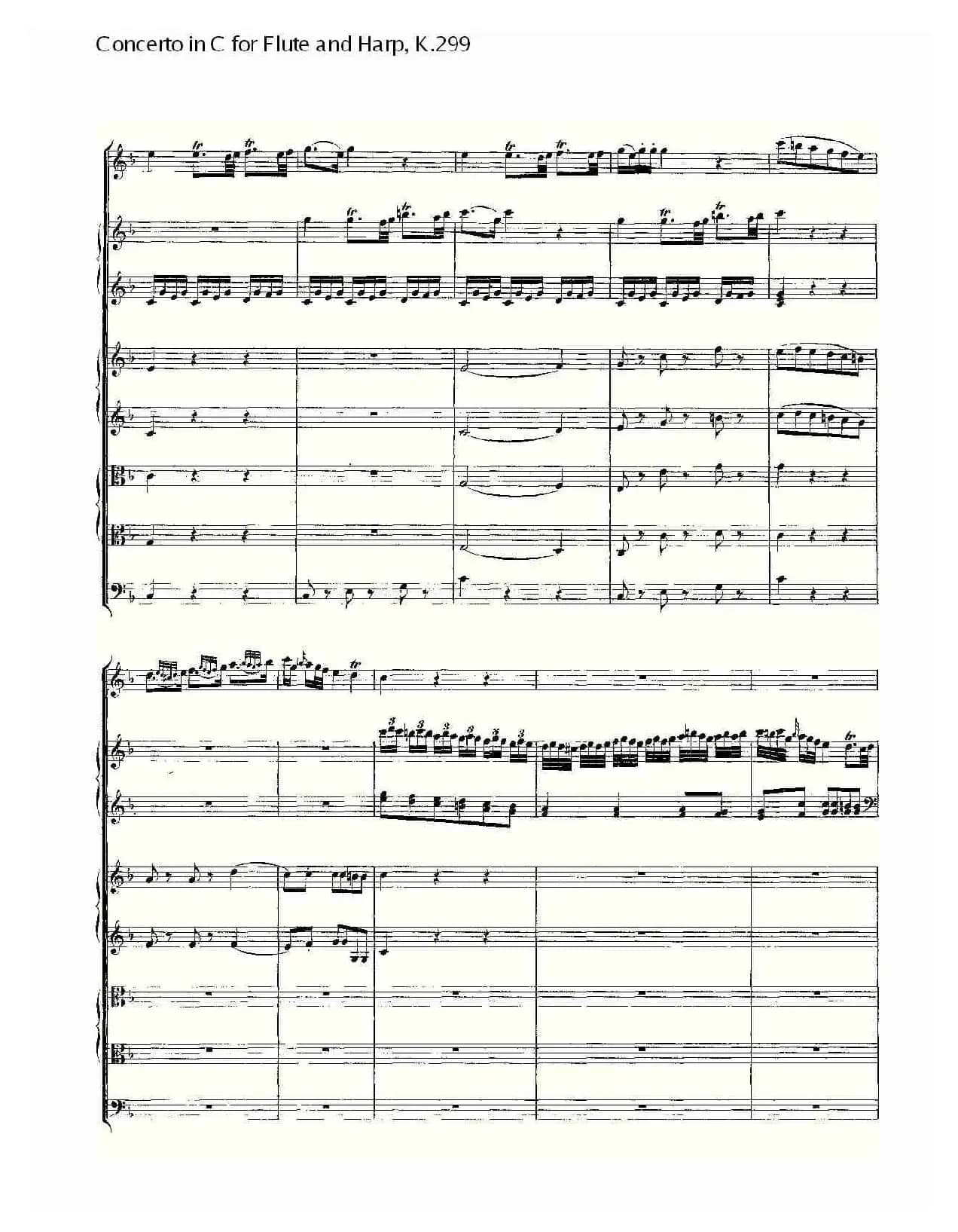 C调长笛与竖琴协奏曲, K.299（一）