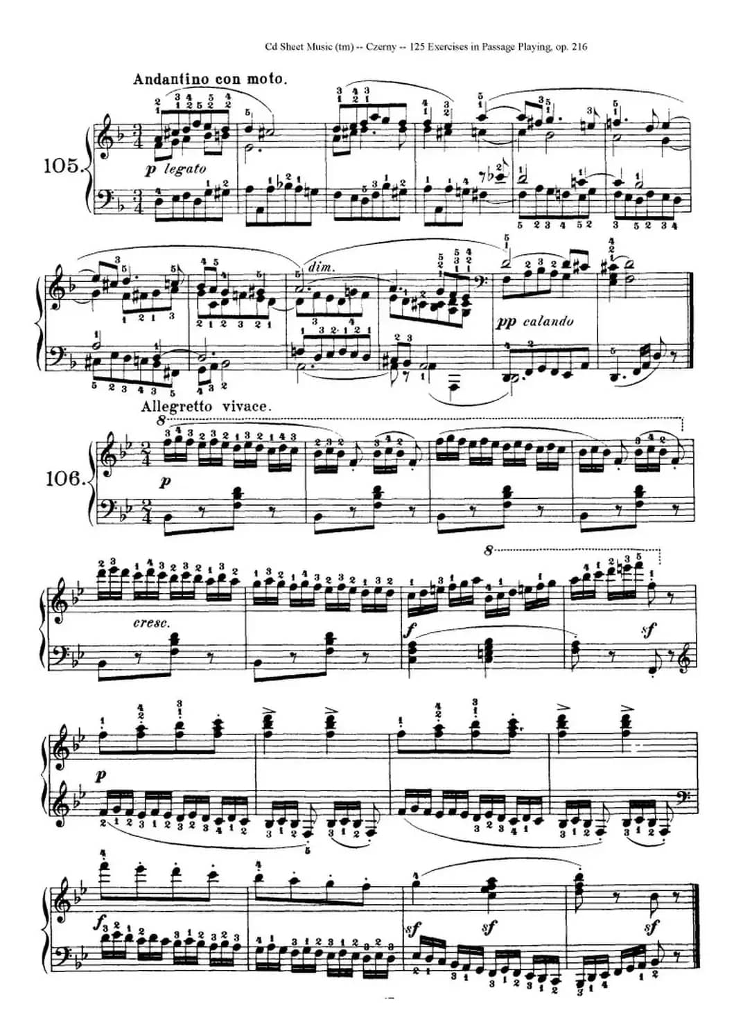125 Exercises in Passage Playing Op.261（车尔尼125首钢琴短乐句练习曲（95——111））