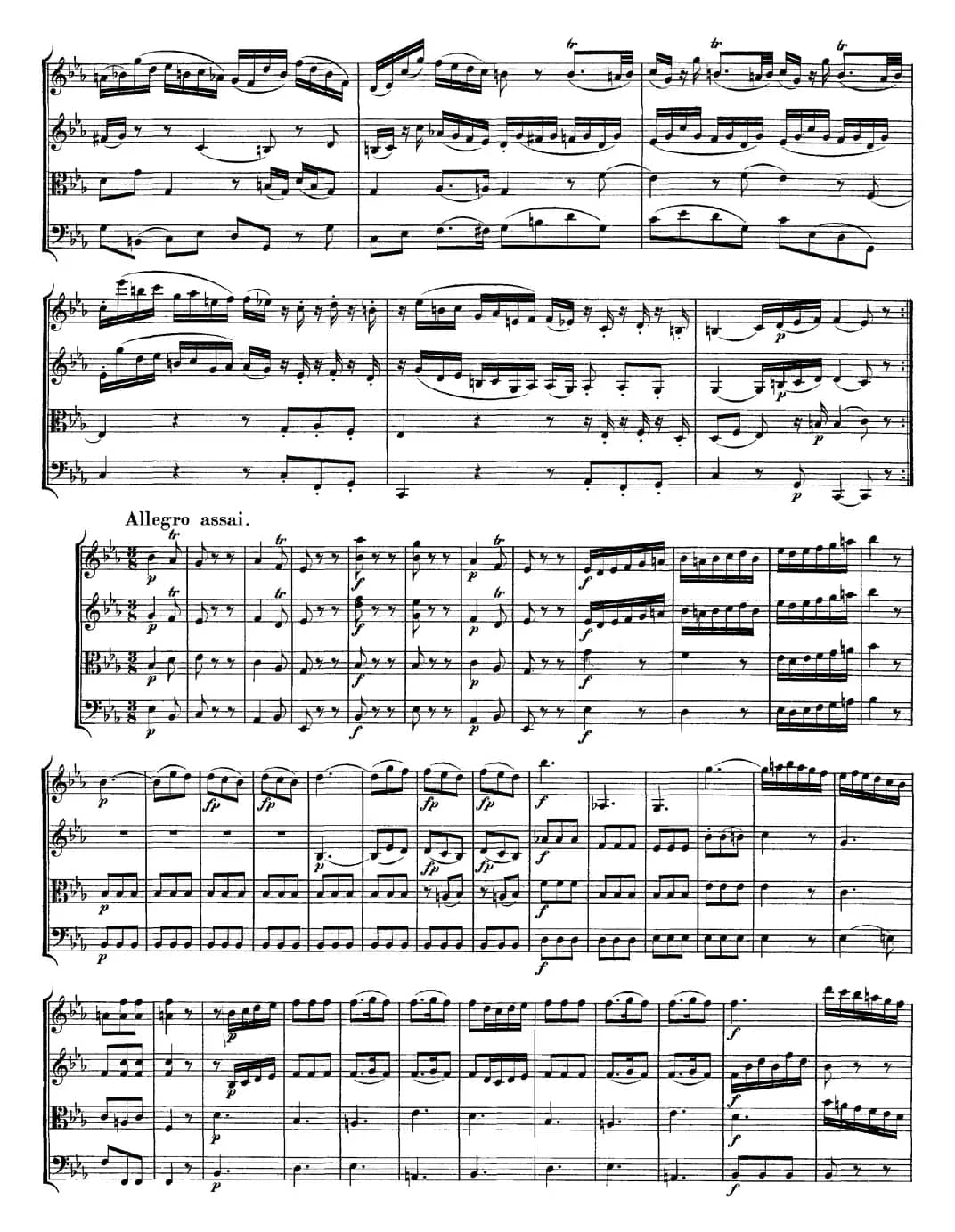 Mozart《Quartet No.11 in Eb Major,K.171》（总谱）