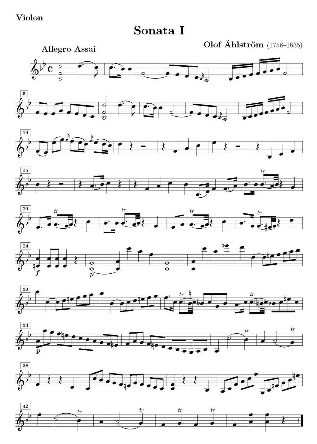 Sonata I（阿尔斯顿作曲版）