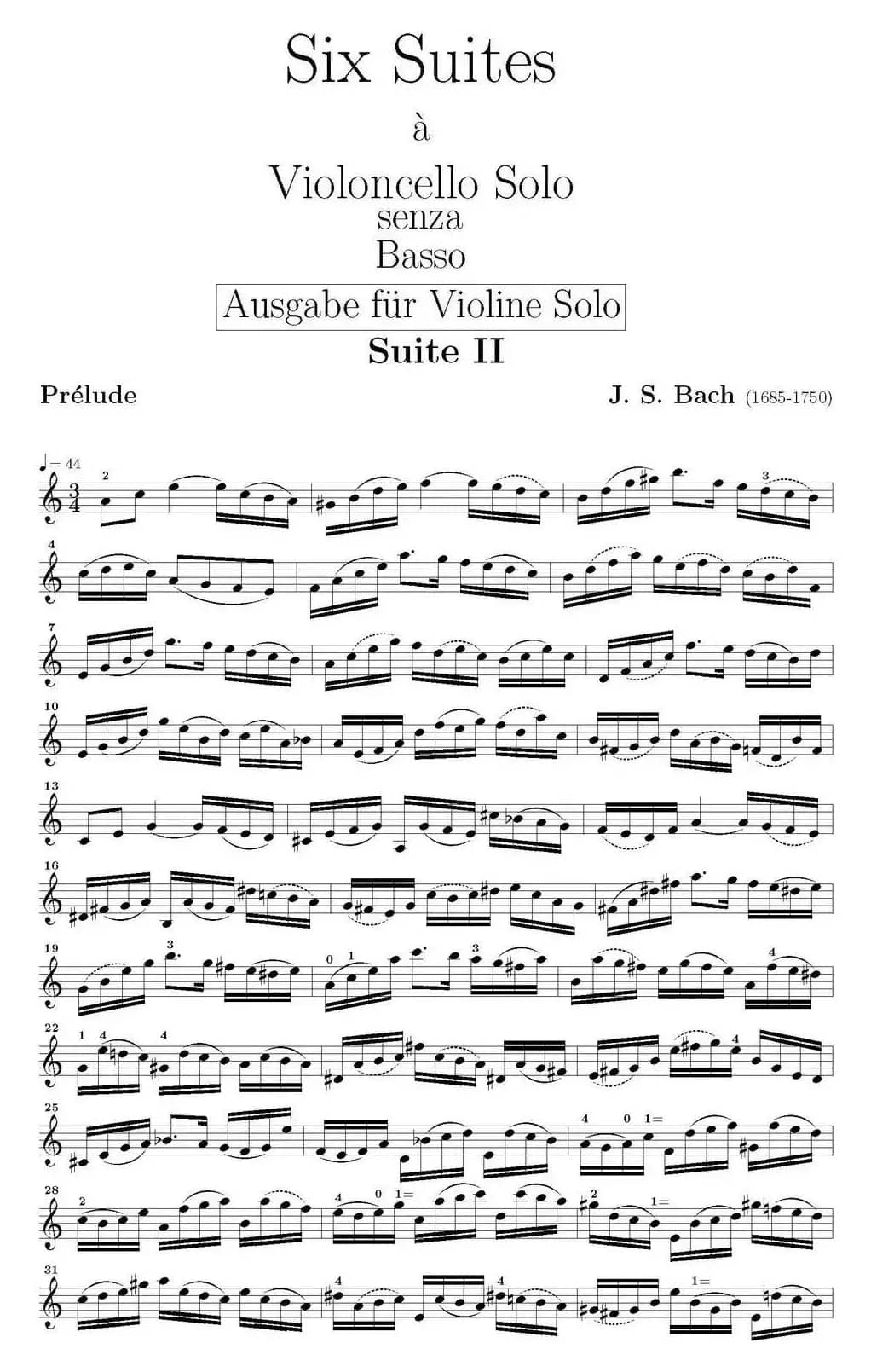 Six Suite Violincello Solo senza Basso(Suite II)(6首无伴奏大提琴组曲·Ⅱ)