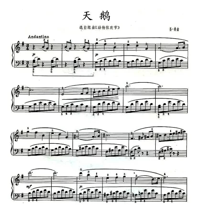 天鹅（选自组曲《动物狂欢节》）