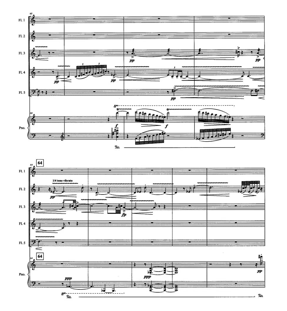 忆南国（五支长笛+钢琴）