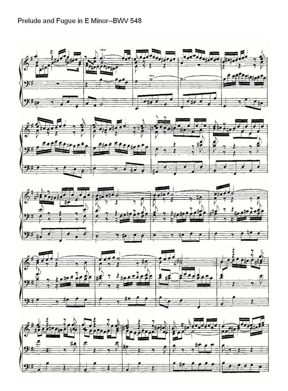 Prelude and Fugue in E Minor--BWV 548 (管风琴谱)