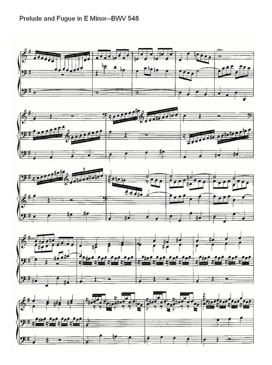 Prelude and Fugue in E Minor--BWV 548 (管风琴谱)