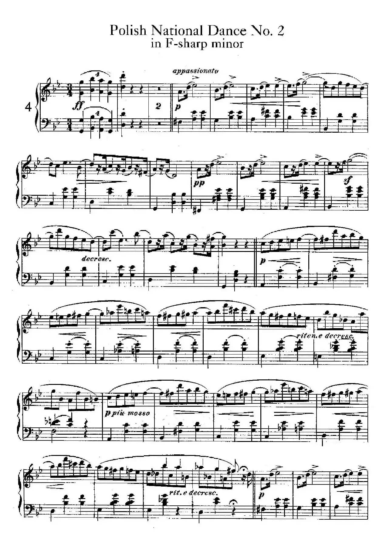 Five Polish National Dance Op.3（5首波兰民族舞曲 No.4）