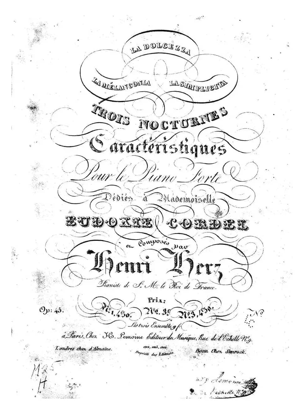 3 Nocturnes Caractéristiques Op·45（3首个性夜曲·1）