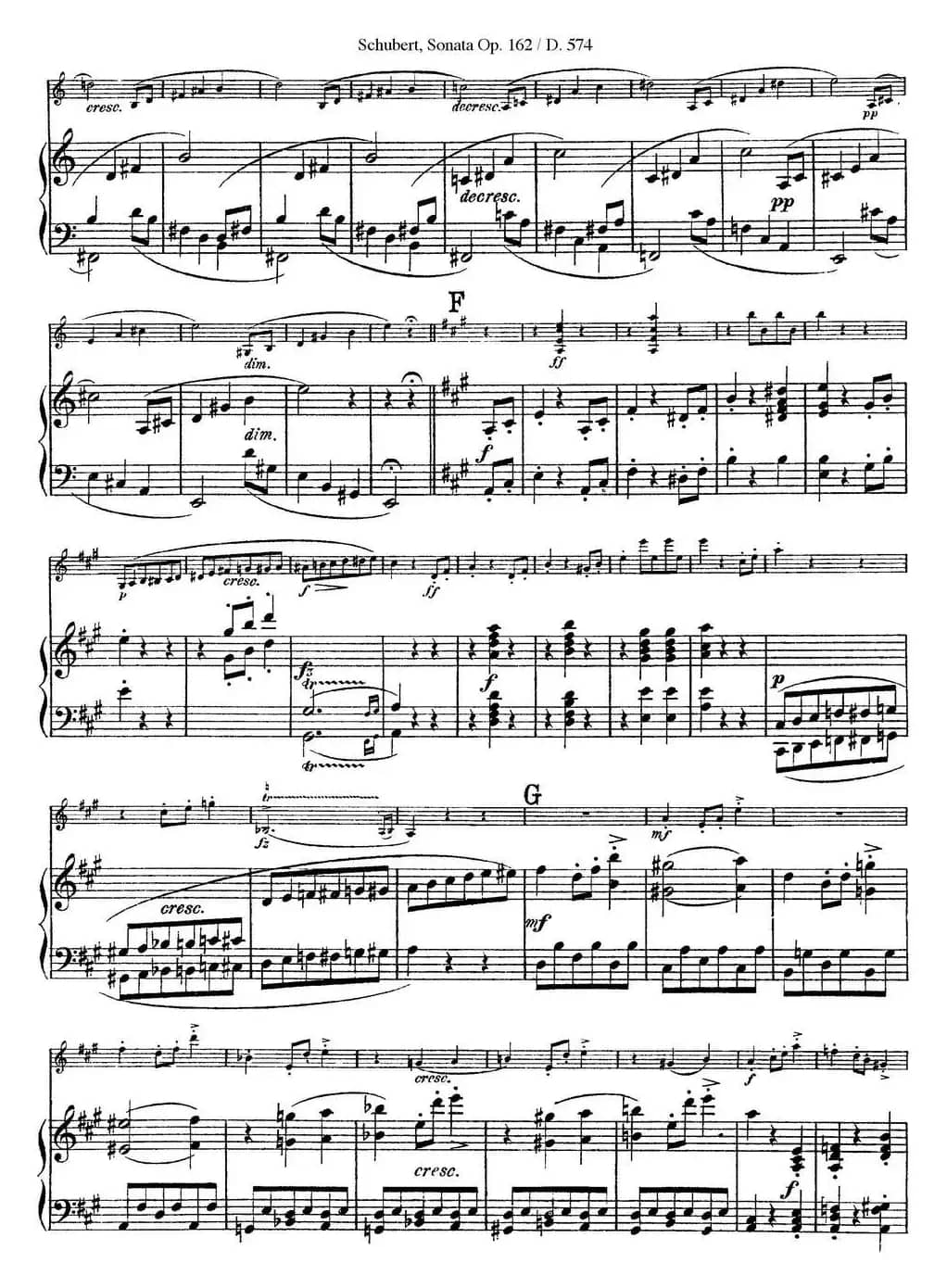 Violin Sonata in A major Op.162 D.574（小提琴+钢琴伴奏）