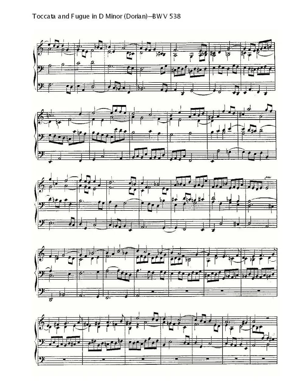 D小调托卡塔与赋格（管风琴谱）