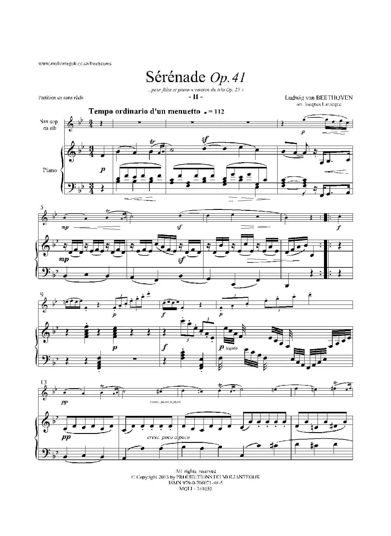 小夜曲 Op.41（高音萨克斯+钢琴伴奏）