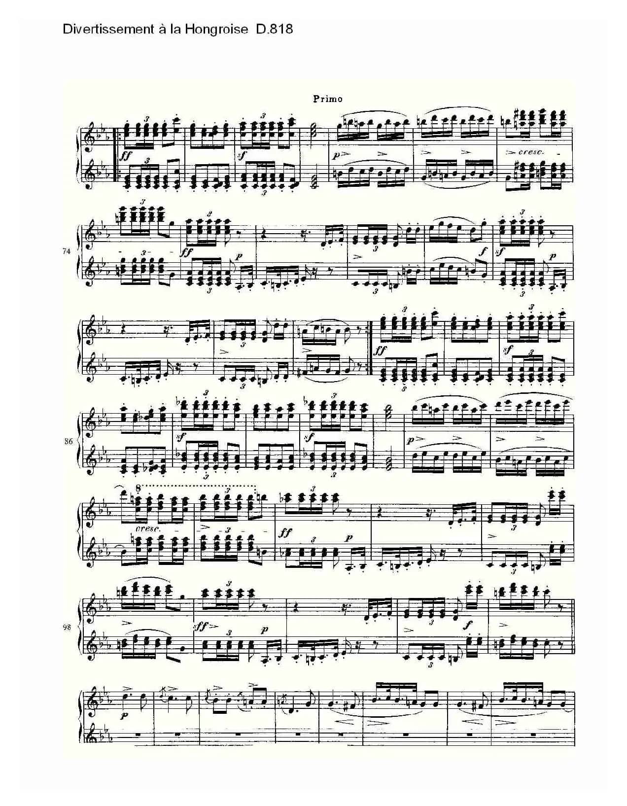 Divertissement à la Hongroise D.818