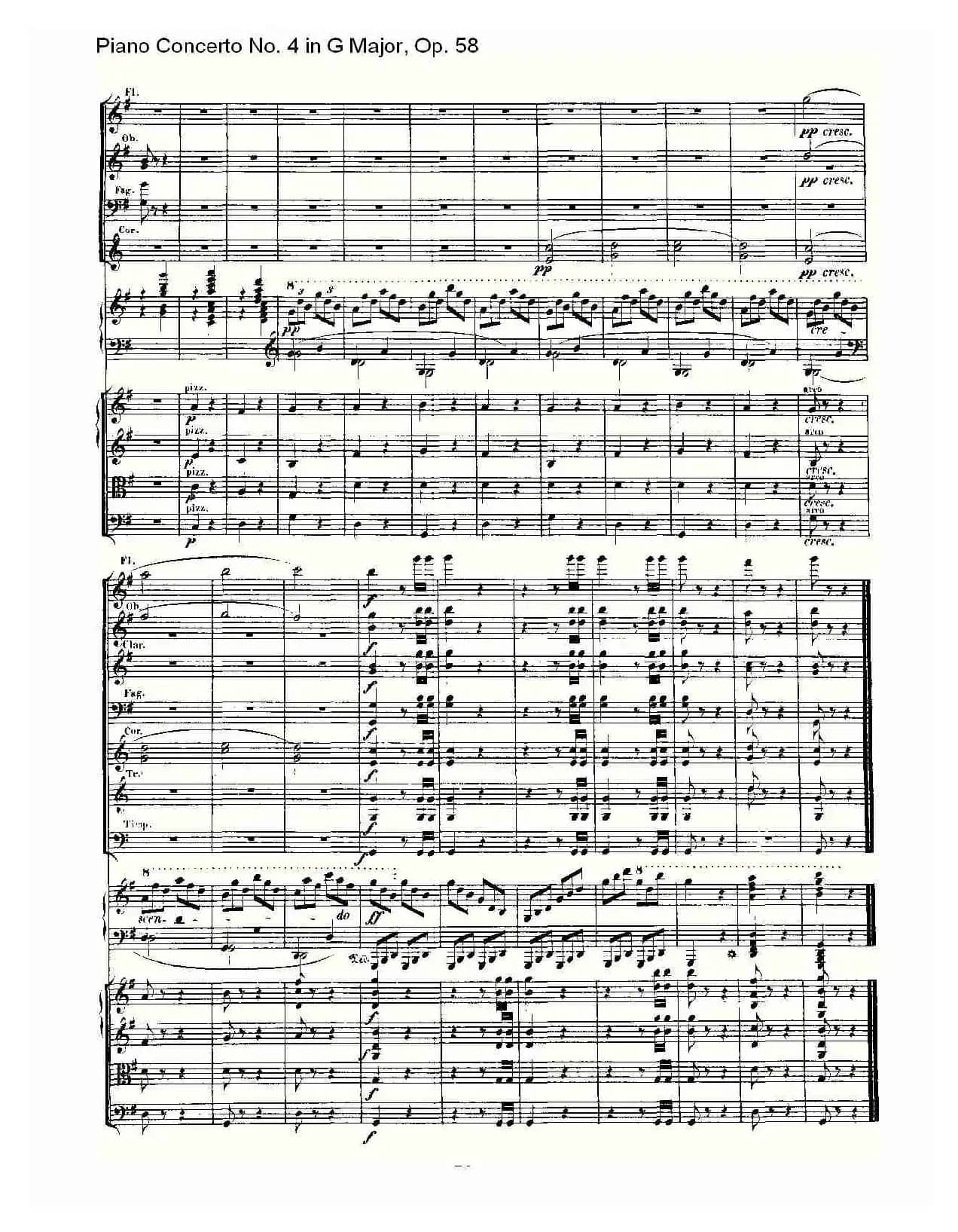 Ｇ大调钢琴第四协奏曲 Op.58 第三乐章（总谱）