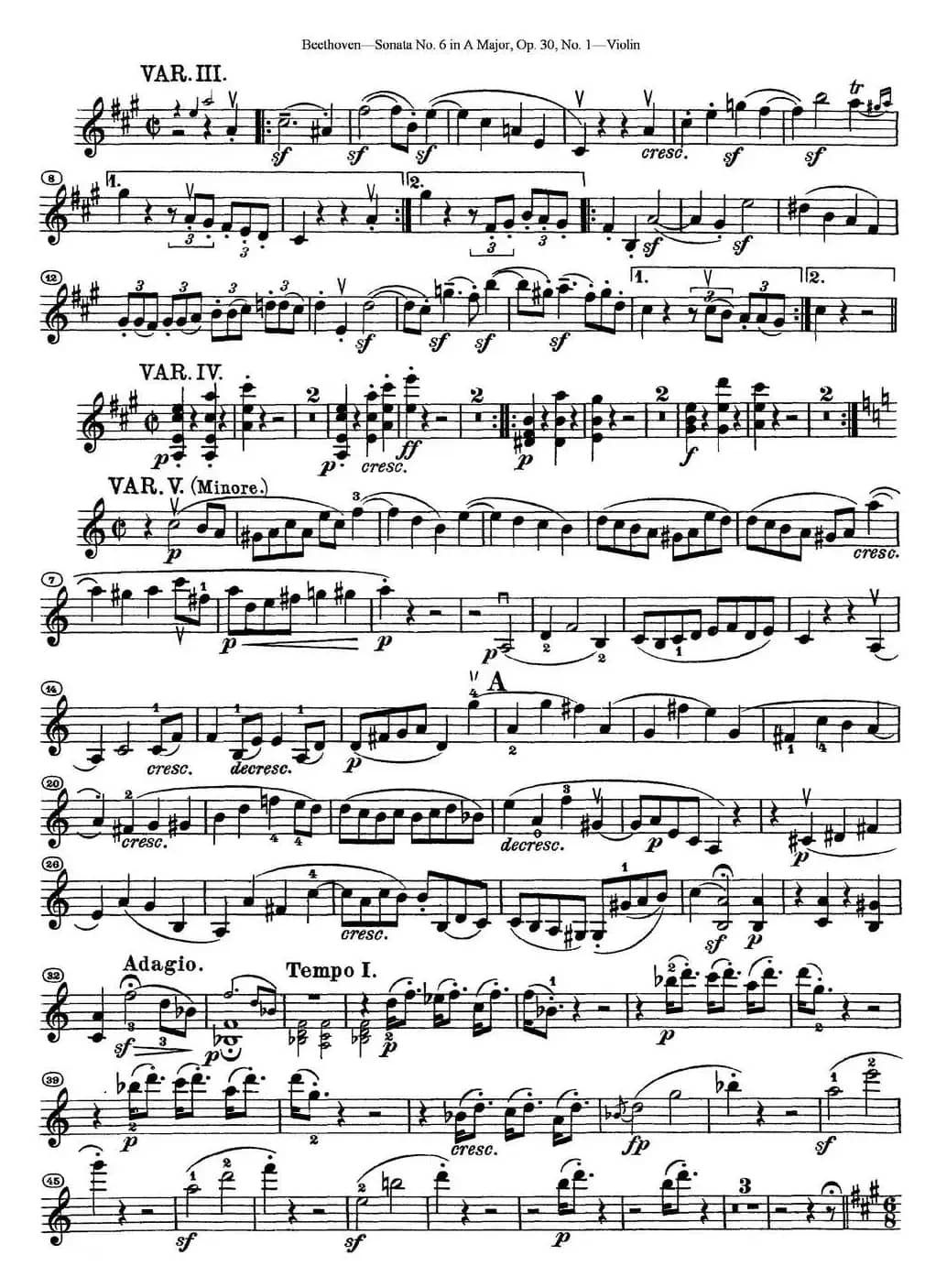Violin Sonata No.6 in A Major Op.30 No.1