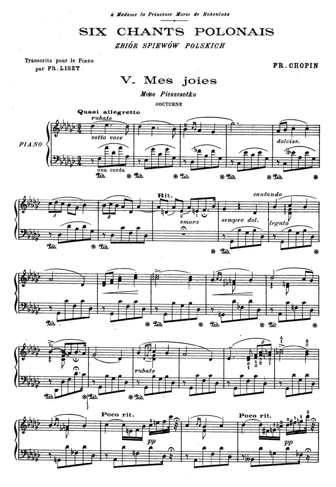 6 Chants Polonais S.480（6首波兰歌曲·Ⅴ）