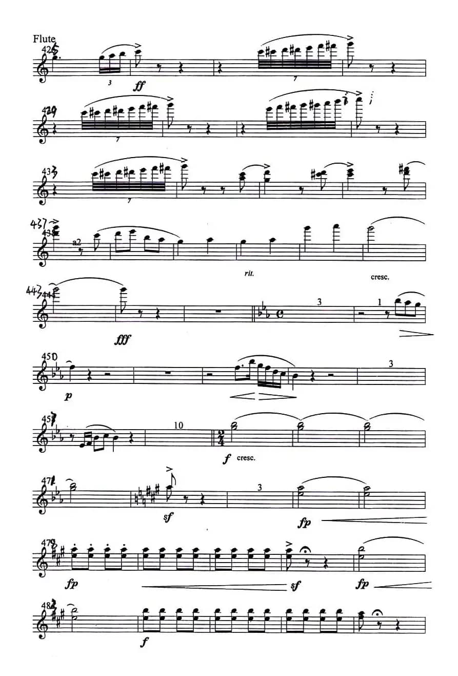 梁山伯与祝英台（小提琴协奏曲长笛分谱）