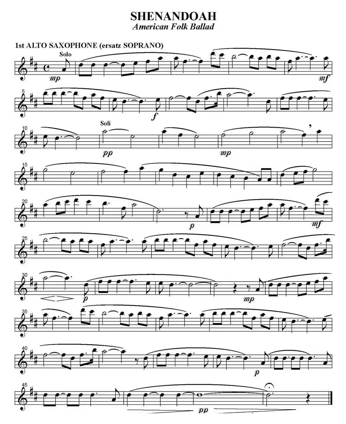 SHENANDOAH（四重奏·中音萨克斯分谱）