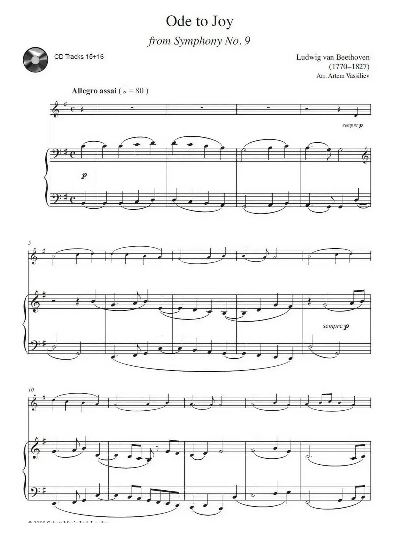 欢乐颂（小号独奏+钢琴伴奏谱）