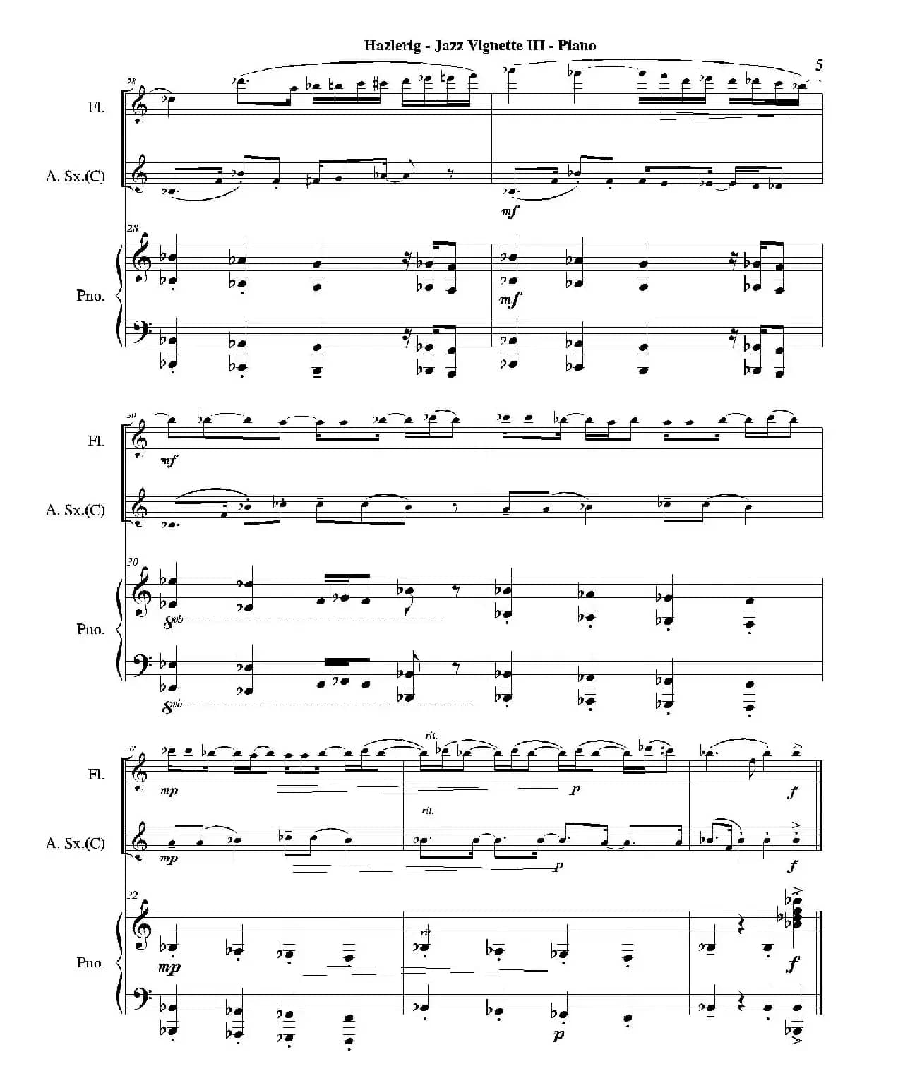 Three jazz vignettes（第三乐章）（三重奏钢琴分谱）