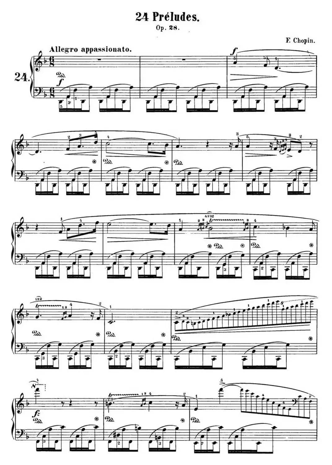 肖邦 24首钢琴前奏曲 Op.28 No.24 D小调