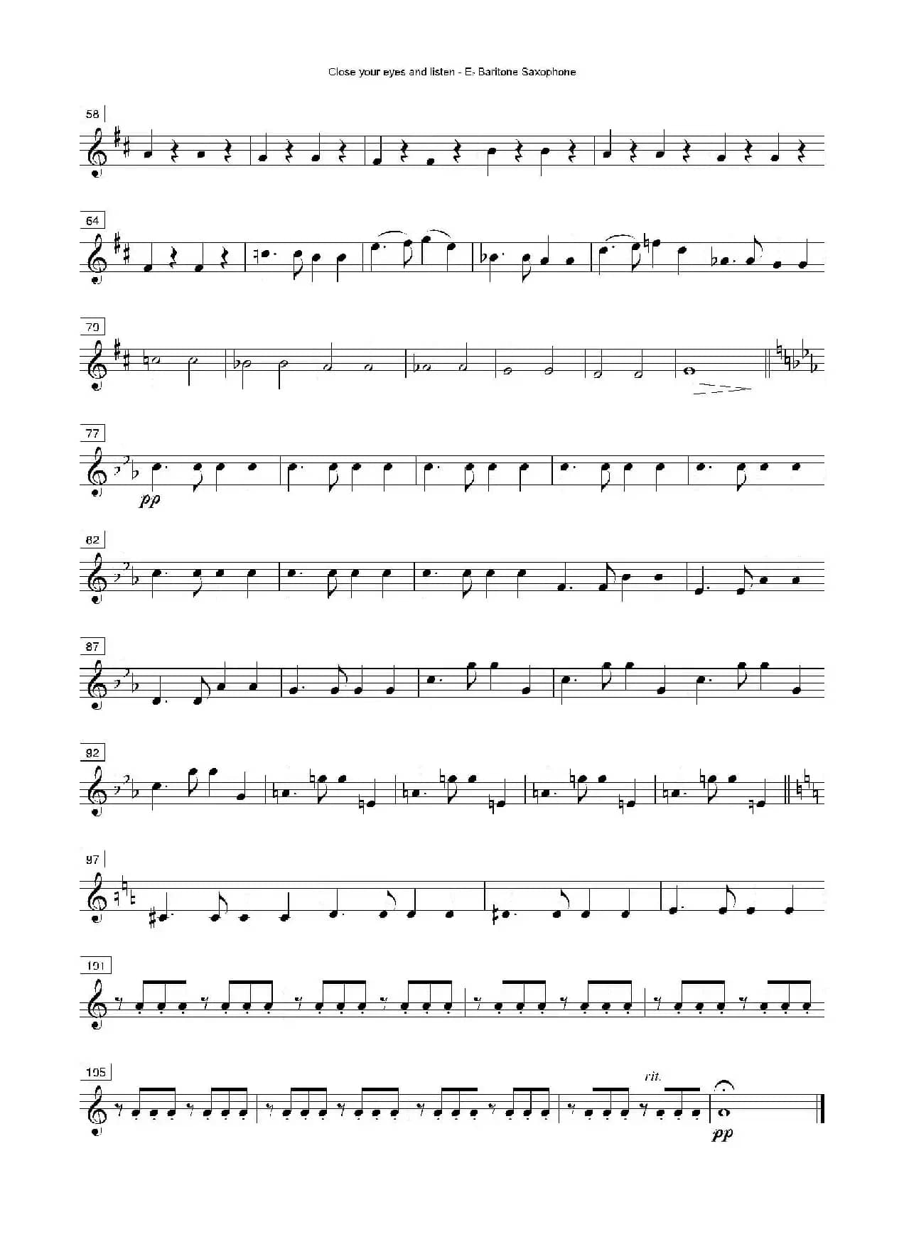 Close your eyes and listen（四重奏总谱+分谱）