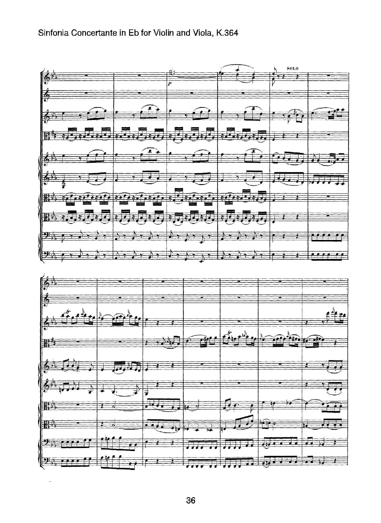 降E大调交响协奏曲（《Sinfonia Concertante in Eb》for Violin and Viola K.364）