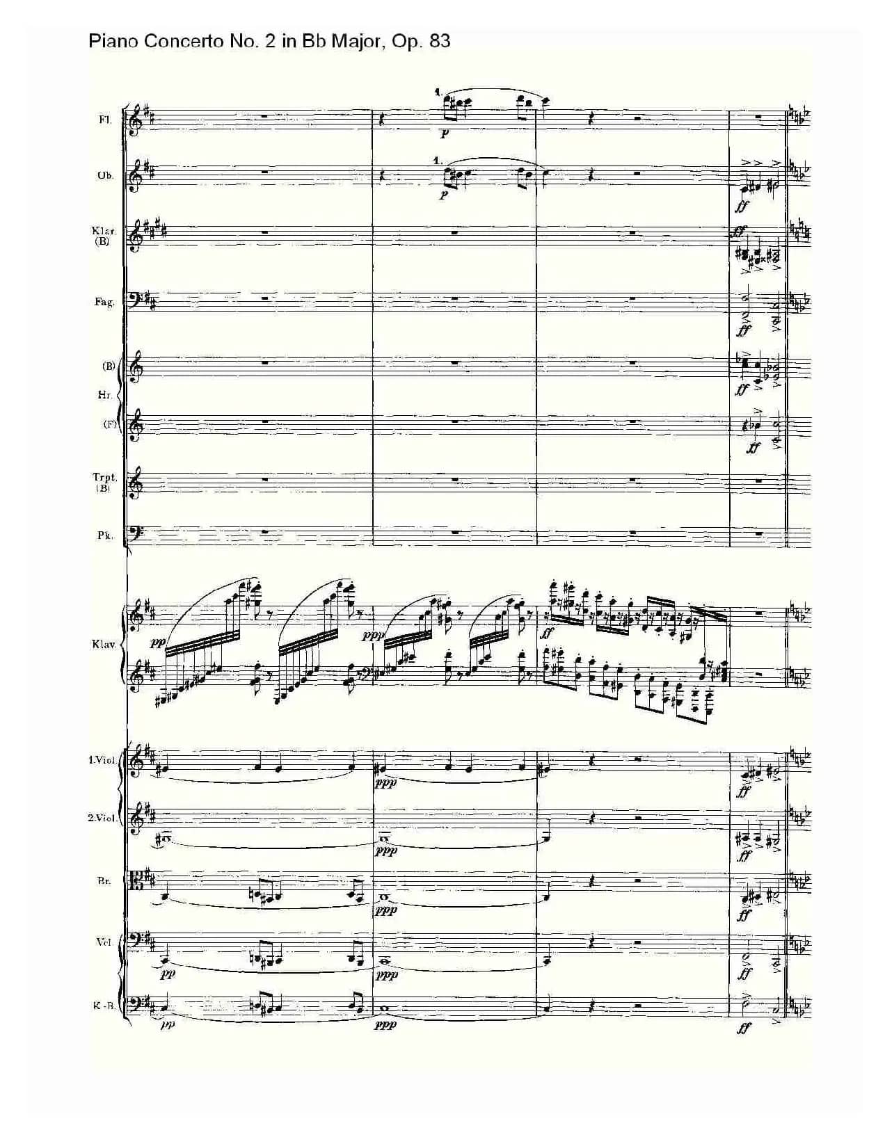 Bb大调钢琴第二协奏曲, Op.83第一乐章（一）