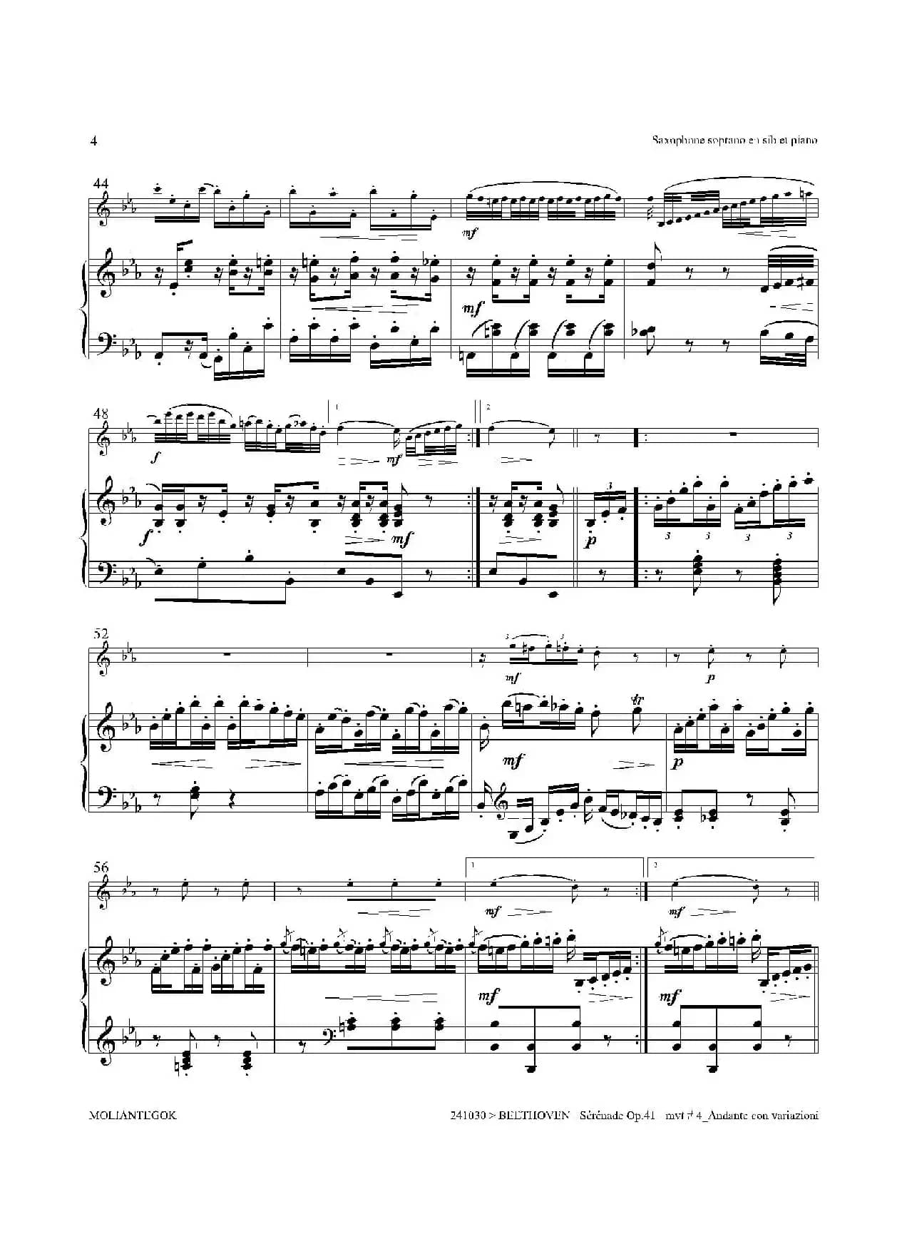 小夜曲 Op.41（高音萨克斯+钢琴伴奏）