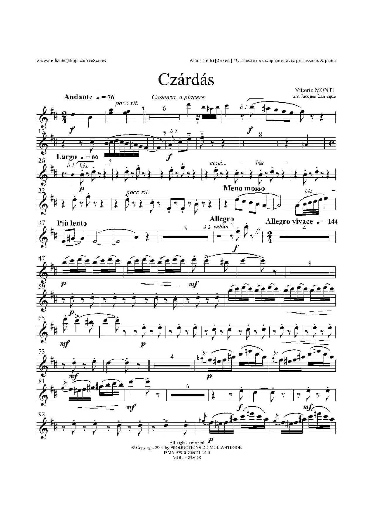 Czardas 查尔达斯（15重奏）（3支中音萨克斯）