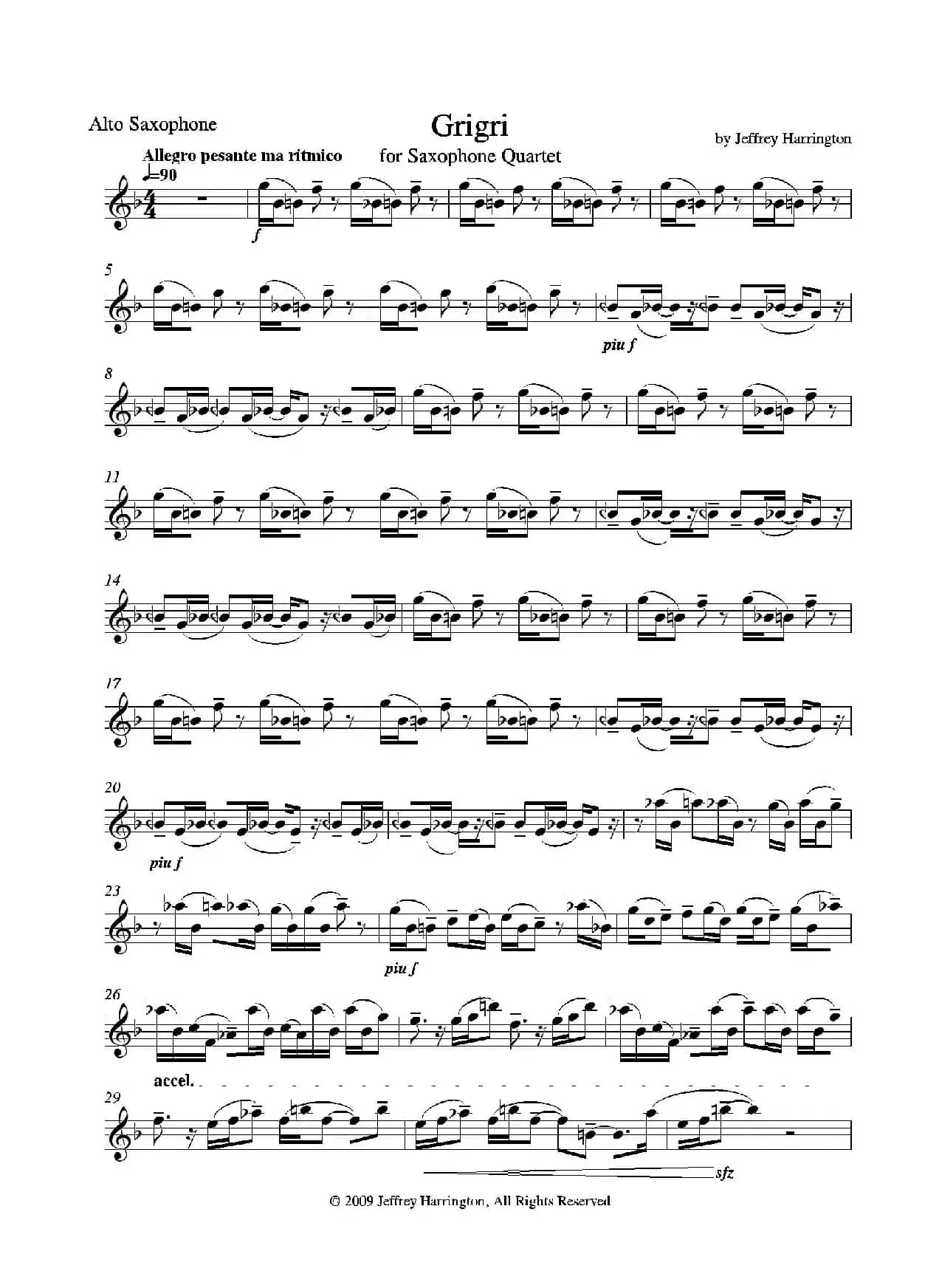 Grigri（四重奏中音萨克斯分谱）