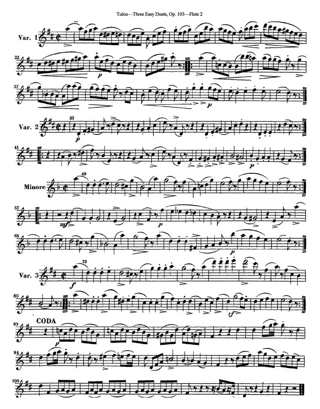 图露三首长笛简易重奏曲Op.103（Flute 2）（NO.1）