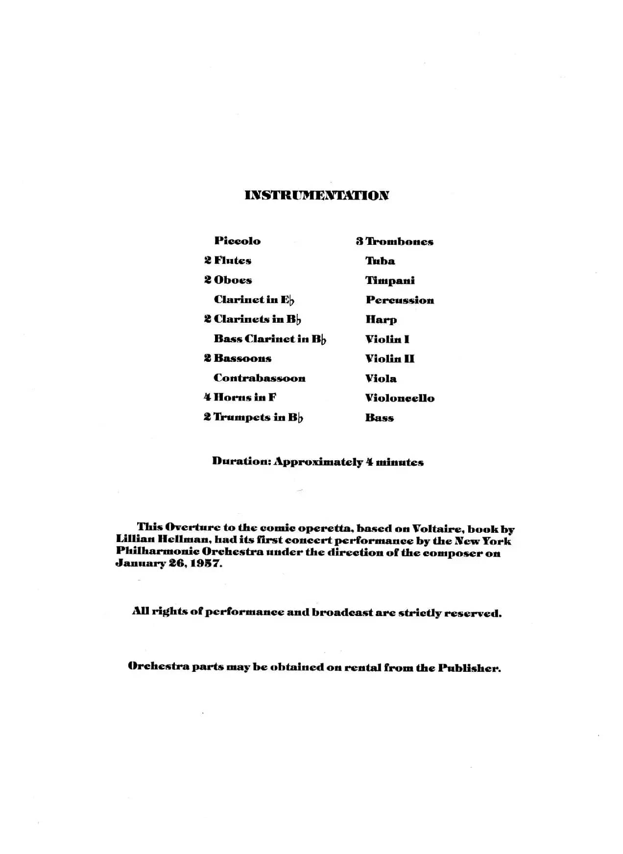 OVERTURE TO CANDIDE（《坎迪德》序曲）（交响乐总谱）