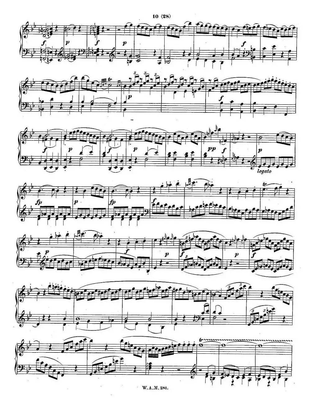 降B大调第三钢琴奏鸣曲 KV.281 