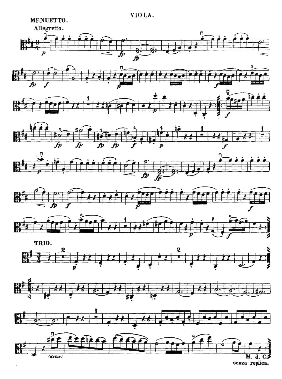 Mozart《Quartet No.21 in D Major,K.575》（Viola分谱）