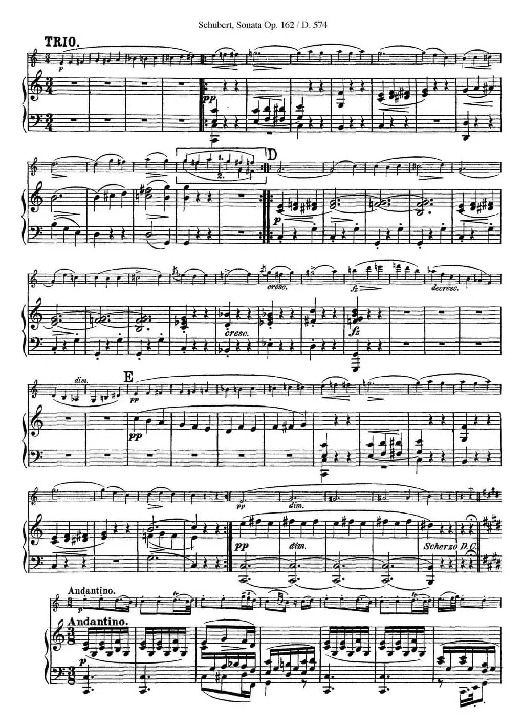 Violin Sonata in A major Op.162 D.574（小提琴+钢琴伴奏）