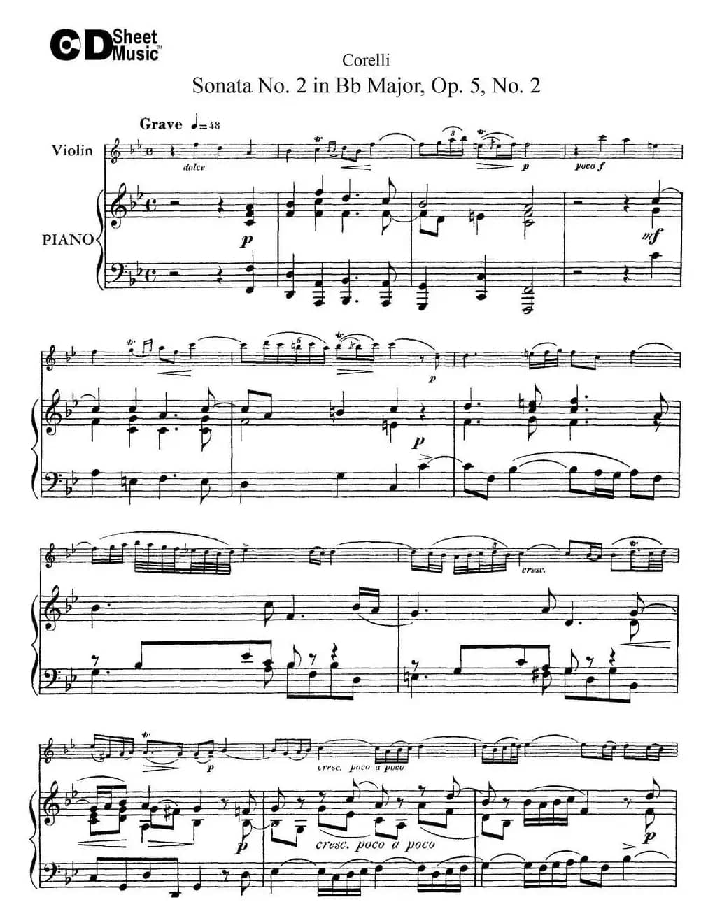 Sonata No.2 in Bb MajorOp.5 No.2（小提琴+钢琴伴奏）