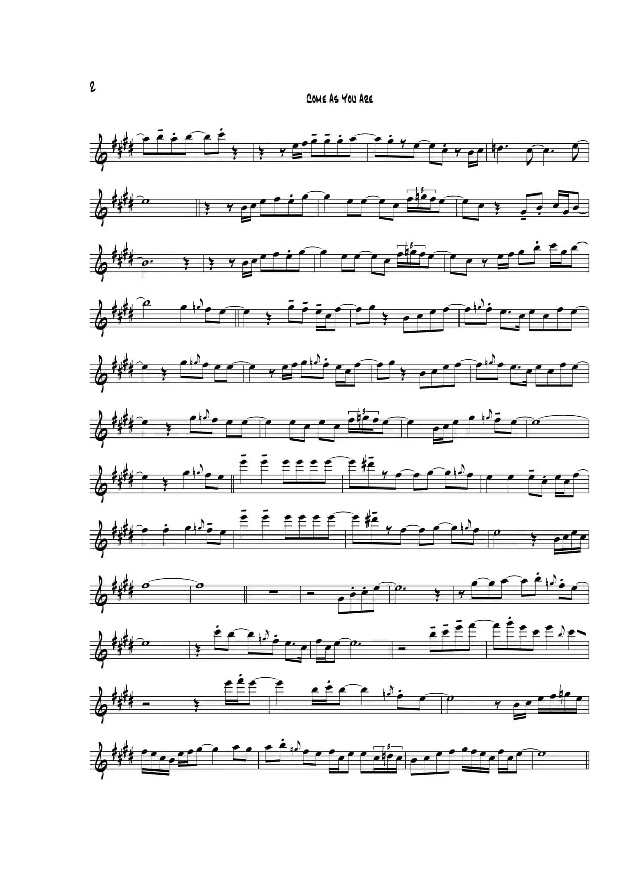 Come As You Are（B-FLAT 次中音萨克斯）